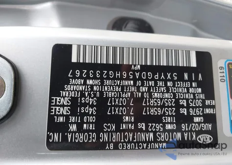 2017 Kia Sorento Lx/L из США, поврежденный, VIN 5XYPGDA56HG233267